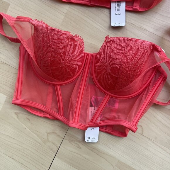 NWT La Senza Corset lace Bustier Sexy Padded Lined Bra Cayenne Red All Sz S-XL+ - Picture 9 of 16